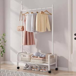 LEOPAX Steel Floor Cloth Dryer Stand Garment Rack Free-Standing Rail with Single Pole Coat Hanger