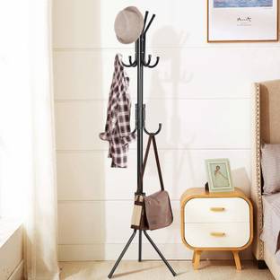Afflatus Steel Floor Cloth Dryer Stand Cloth Stand for Rooms 12 Hooks Coat Rack Cloth Bedroom Cloth Stand Hanging Stand