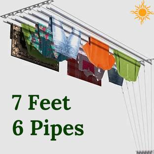 ATM Enterprises Steel Ceiling Cloth Dryer Stand 7 feet 6 pipes set with Metal Channel(Extra Cones & Caps)
