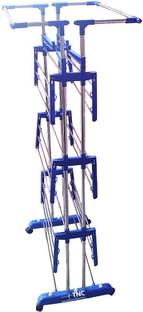 TNC by TNC Steel, Plastic, Aluminium Floor Cloth Dryer Stand JUMBO DOUBLE POLL 3 TIER PURE STAINLESS STEEL CLOTH DRYER STAND