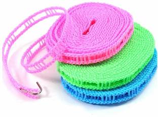 MODERNINNOVATOR 5 METER WINDPROOF ANTI-SLIP CLOTHES WASHING LINE DRYING NYLON ROPE WITH HOOKS 5 METER NYLON CLOTHESLINE ROPE Plastic Retractable Clothesline