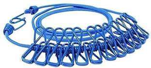 TRENDBIT 12 Clips & 2 Hooks Portable Outdoor Clothesline Rope Nylon, Plastic, Stainless Steel Retractable Clothesline