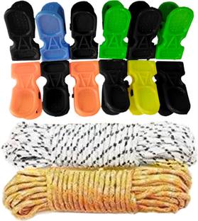Kabi Aggro Rope for Cloth Drying With Clips 12 Pic and 10 Meter Each Pack of 2 Polyester, Plastic Clothesline