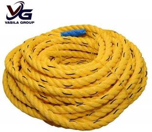 वी जी टारप 8mm x 20m Heavy-Duty Yellow Twisted Rope - High Strength नाइलॉन रीट्रैक्टेबल क्लॉथलाइन