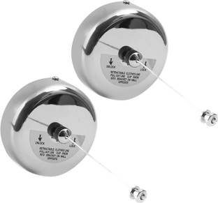 Bath Guru Stainless Steel Retractable and Lockable Clothes line For Clothes Drying (Round, Pack Of 2) Stainless Steel Retractable Clothesline