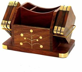 ZAYAD CRAFTS Rectangle Reversible Wood Coaster Set