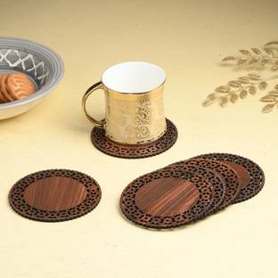 Gojeeva Round Reversible Wood Coaster Set
