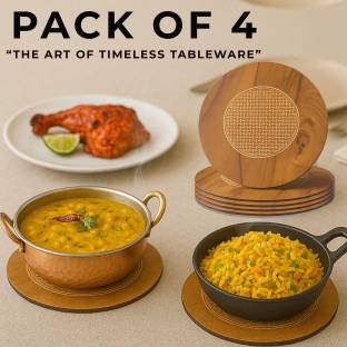 kartavya Round Bamboo, Rubber Coaster Set