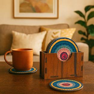 Flipkart SmartBuy Round Reversible Wood Coaster Set