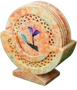 Anshul Fashion Round Marble Coaster Set