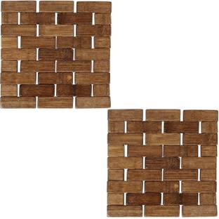 HOKiPO Square Reversible Bamboo Coaster Set
