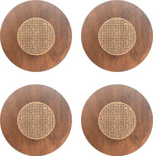 kitchsy Round Wood Coaster Set