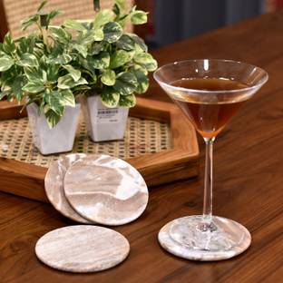 Little Extra Round Marble Coaster Set