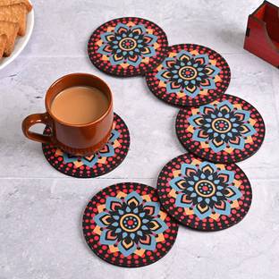 APS Art Plus Store Round Reversible Wood Coaster Set
