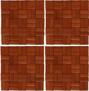 KUBER INDUSTRIES Square Bamboo Coaster Set