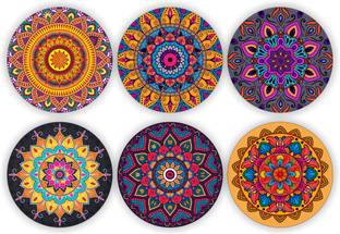 Brothers Creation Round Wood Coaster Set