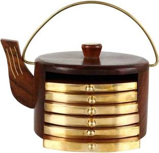 TSENTERPRISES Round Reversible Wood Coaster Set