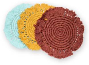 KS GLOBAL Round Reversible Cotton Coaster Set