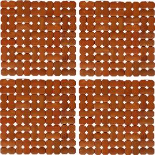 KUBER INDUSTRIES Square Bamboo Coaster Set
