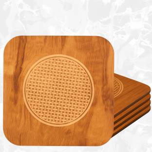 QDGMXIV Square Bamboo Coaster Set