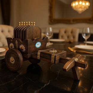 दैविक्स डेकॉर रेक्टेंगल रिवर्सेबल  वुड कोस्टर सेट