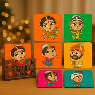 Flipkart SmartBuy Square Reversible Wood Coaster Set