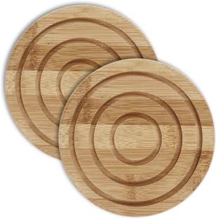 HOKiPO Round Bamboo Coaster Set