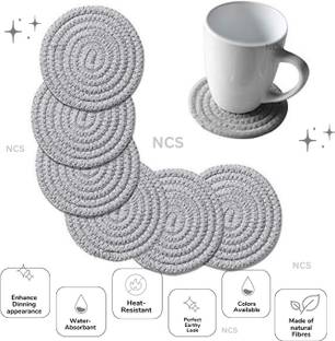 NCS Round Reversible Jute Coaster Set