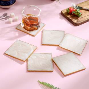 DULI Square Reversible Resin Coaster Set