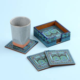 DULI Square Medium Density Fibreboard Coaster Set