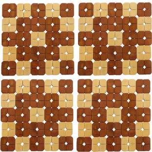 KUBER INDUSTRIES Square Bamboo Coaster Set