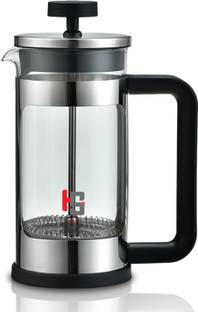 HS WORLD French Press Coffee Maker 350ml, 3-Level Filter, BPA-Free Lid, Sliver Round 2 Cups Coffee Maker