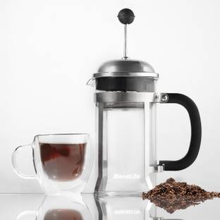 BlendLife French Press Coffee & Tea Maker, 4-Level Filtration System, Glass Carafe - 600ml 2 Cups Coffee Maker