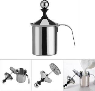 SAJAG Coffee Frother Stainless Steel Manual Milk Frother for Coffee 3 Cups Coffee Maker