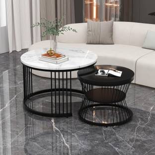 classiconline Modern Nestings Table Set of 2, Sofa Side Table with Marble Veneer Engineered Wood Coffee Table