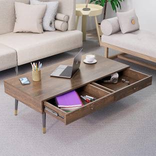 Hexa Red Wooden Coffee Table, Tea Table, Centre Table, Ideal for Home with Metal Legs Engineered Wood Coffee Table