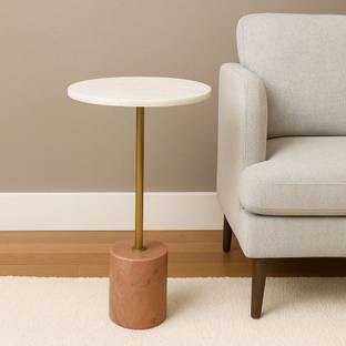 Little Extra Marble Knock Down Round Table Solid Wood Coffee Table