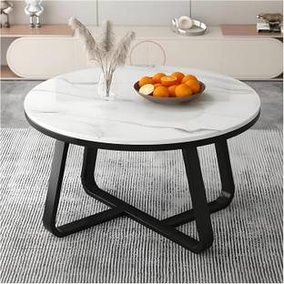 TheCraftory Round Coffee Table Black Engineered Wood Coffee Table