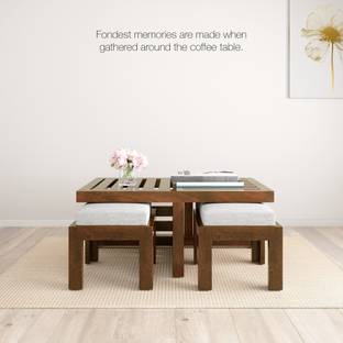 THANGLALA Bradford Sheesham ( Rosewood ) Center Table with 2 Stool Solid Wood Coffee Table