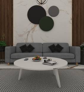 ANIKAA Pixie Round Coffee Table Wooden Center Table Engineered Wood Coffee Table