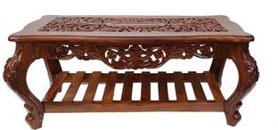 W.S.HANDICRAFTS Solid Wood Coffee Table (Finish Color - honey finish, Pre-assembled) Solid Wood Coffee Table
