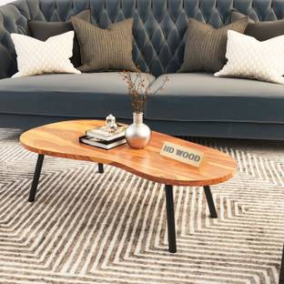 HDWOOD Solid Sheesham Wood Coffee Table With Iron Legs For Living Room/ Café | Solid Wood Coffee Table