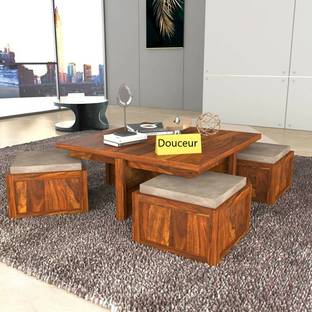 Douceur Furnitures Solid Sheesham Wood Coffee Table For Living Room / Hotel / Cafe. Solid Wood Coffee Table