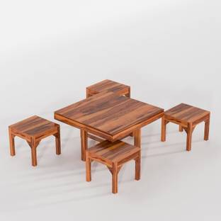 THANGLALA Aroma Center Table with 4 Stool Solid Wood Coffee Table