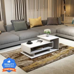 A GLOBIA CREATIONS Kiosk Coffee Table In White Color Engineered Wood Coffee Table
