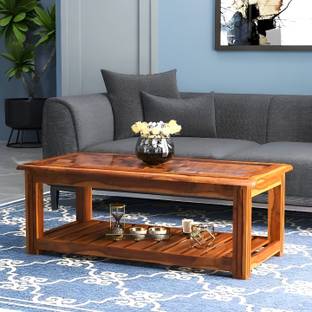 Vinod Furniture Solid Sheesham Wood Glass Top Coffee Table For Living Room/ Hotel/ Café | Solid Wood Coffee Table
