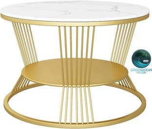 GreenOceanDecor Modern Round Coffee Tables Marbled Laminated Stackable Center Table Solid Wood Coffee Table