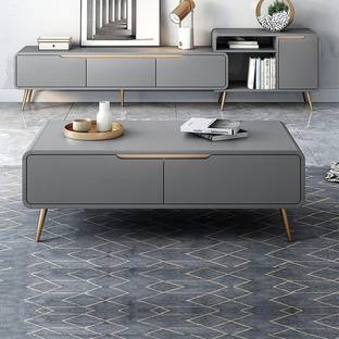 NG Decor Modern Coffee Table with Storage in Grey Rectangle -shaped Engineered Wood Coffee Table