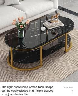 Expressow Enterprises Modern Double-Top Coffee Table for Living Room | Metal Frame & Engineered Wood Coffee Table