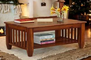 kamdhenu art and craft Coffee Table with Storage | Solid Sheesham Wood Centre Table for Living Room Solid Wood Coffee Table
